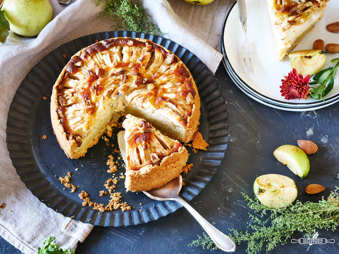 Glutenfreier Apfelkuchen mit Marzipan-Mandelcreme