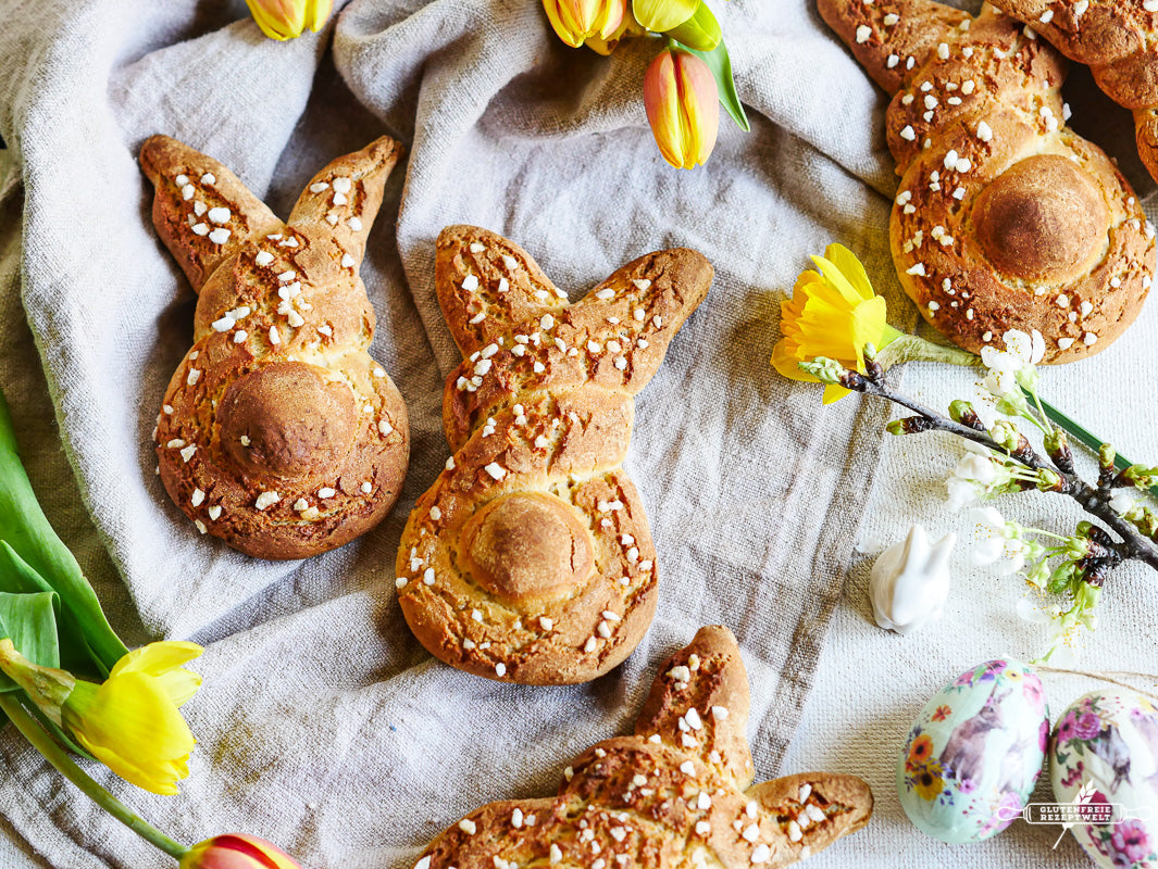 Süße Osterhäschen ohne Hefe, proteinreich & glutenfrei