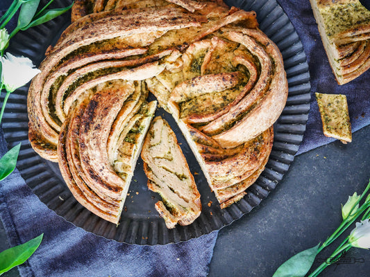 Gedrehtes Pestobrot aus unserer glutenfreien Backmischung