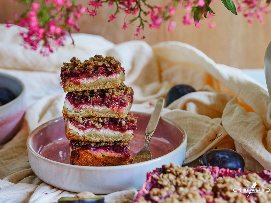 Glutenfreier Zwetschgen Quark-Kuchen